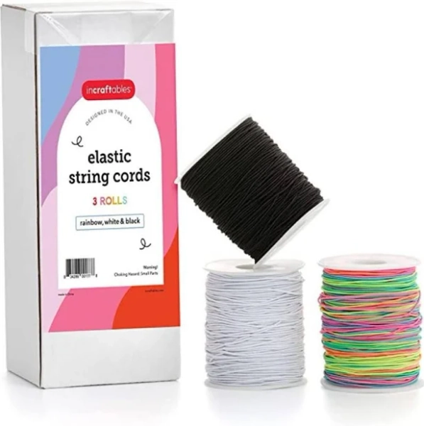 Incraftables Elastic String Cord Set of 3 Rolls