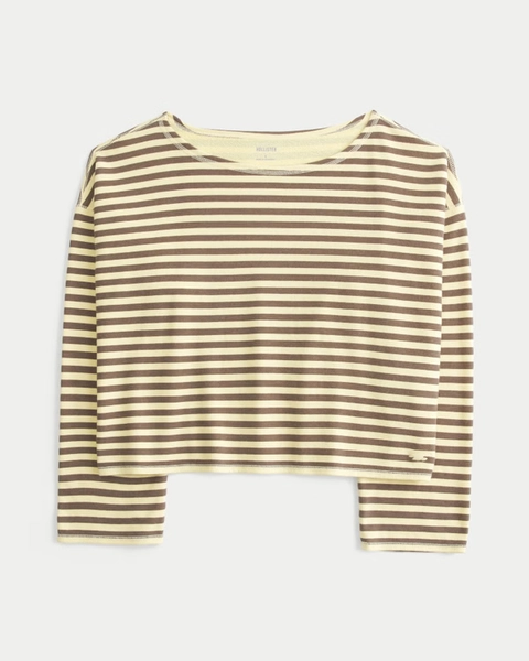 Easy Striped Off-the-Shoulder Sweatshirt