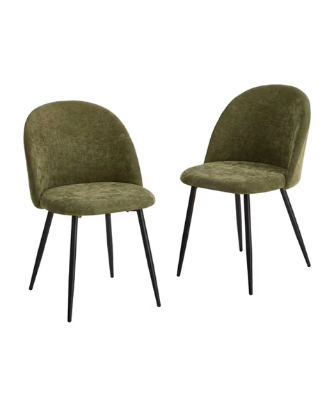 Oikiture 2x Dining Chairs Accent Chair Armchair Kitchen Upholstered Linen - Green