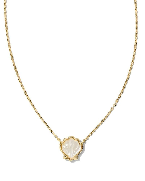 Brynne Gold Shell Short Pendant Necklace in Ivory Mother-of-Pearl