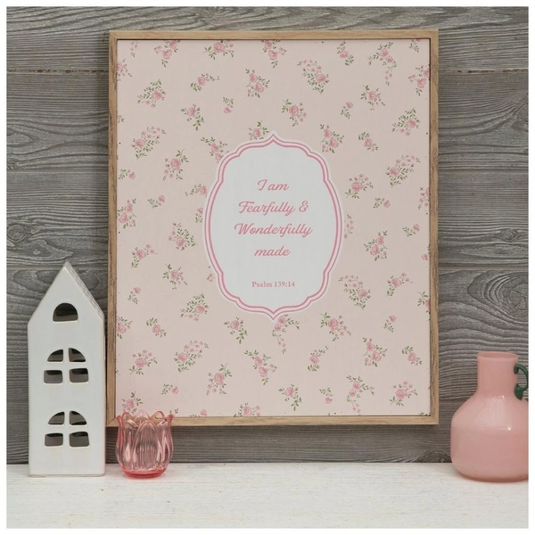 Psalm 139:14 Floral Wood Wall Decor