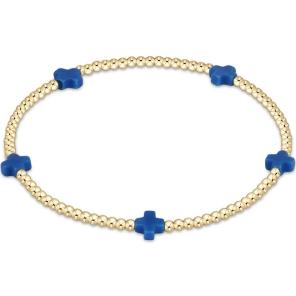 enewton Signature Cross Small Gold Pattern 2mm Bead Bracelet