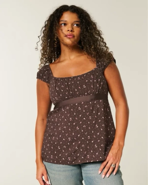 Easy Satin Tie Babydoll Top