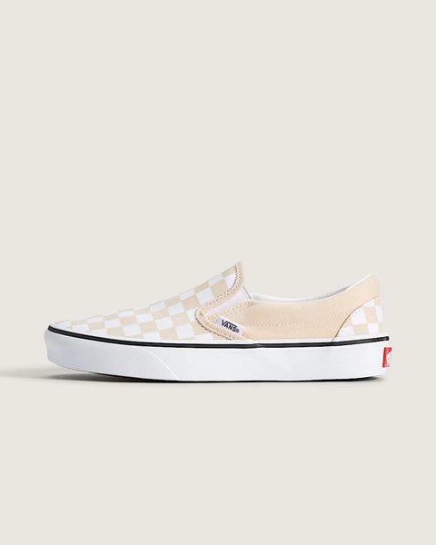 Classic Slip-On Checkerboard Shoe in Checkerboard Creme Brule Beige | Vans