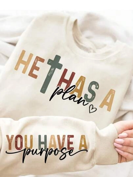 INAWLY Christian Slogan Colorblock Crew Neck Fleece Graphic Sweatshirt Graduation,Back To School,Graduation,Teacher For Women,Back To School Pullover Fall Sweatshirt