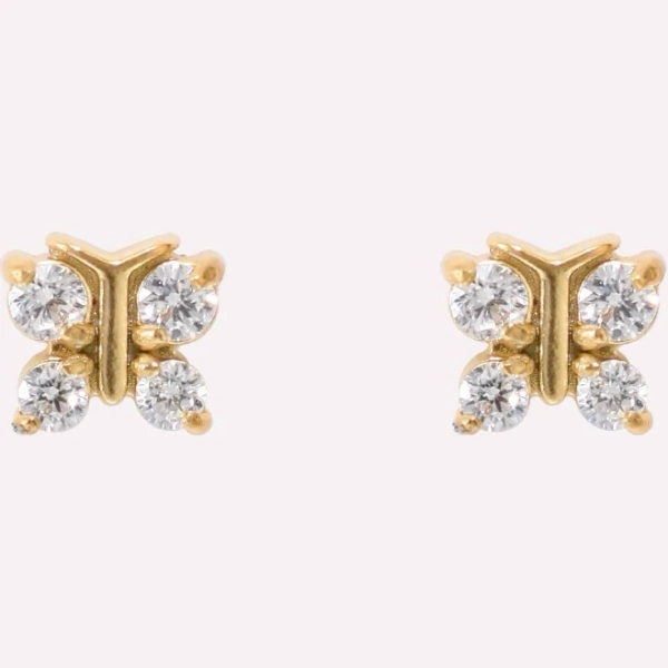 Butterfly Rhinestone Stud Clip-On Earrings