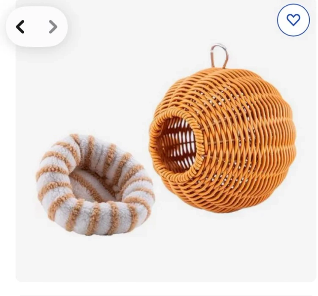 NonoPets Hanging Resin Wicker Durable Hand-Woven Sphere with Internal Metal Frame Bird Nest, Brown