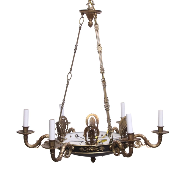Waldorf Astoria Empire Style 6 Arm Brass Chandelier