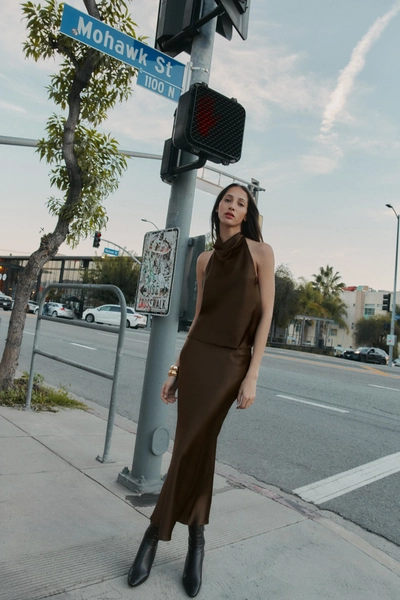 SATIN MIDI SKIRT