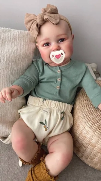 Anano Reborn Baby Doll 24 Inches Silicone Caramel Toddler Doll Realistic Veins Newborn Doll Toy for Age 3+ Birthday Gift Therapy