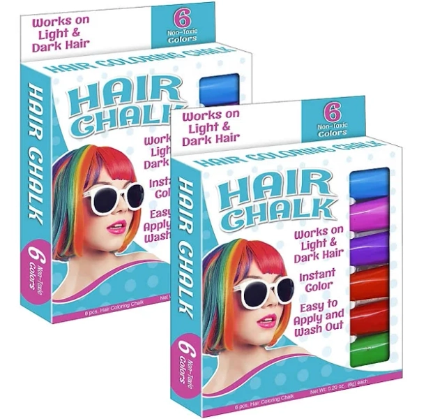 The Pencil Grip Hair Coloring Chalk 6 Colors Per Pack (2 Packs)