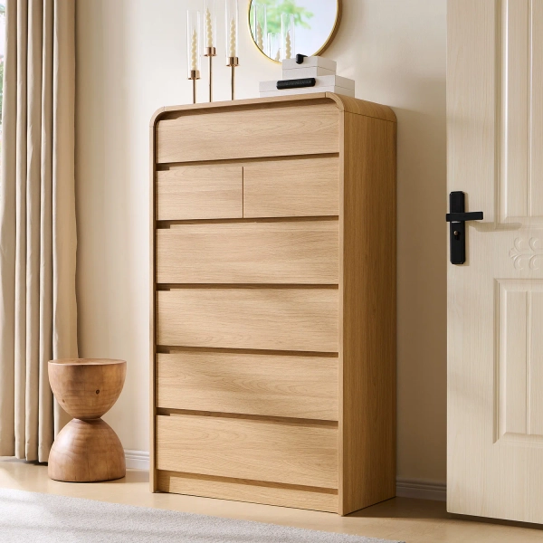 Maud  Modern 7 Drawers Dresser for Bedroom, 55" Tall Dressers & Chest of Drawers w/Curved Profile Design