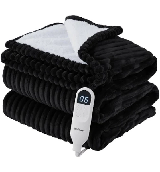 Bedsure Ribbed Flannel Heated Blanket