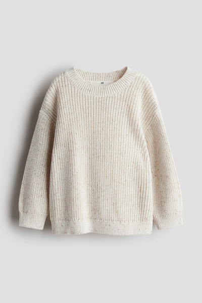 Rib-Knit Cotton Sweater - Light beige
