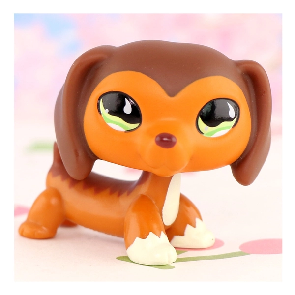 Mini Pet Shop LPS Brown Dachshund Dog #675 Toy Figure Pet Orange Toy Collect