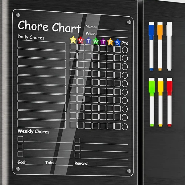 Magnetic Task Chart for Home, School, and Classroom- Acrylic to-Do Board, Fridge Reward Responsibility List, Comes with 6 Random Markers(Christmas, Halloween, Thanksgiving)