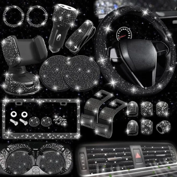 NBTEPEM Bling Car Accessories Set for Women
