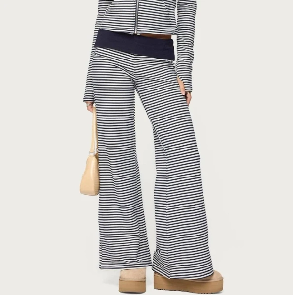 Edikted Women's Meggy Striped Foldover Pants