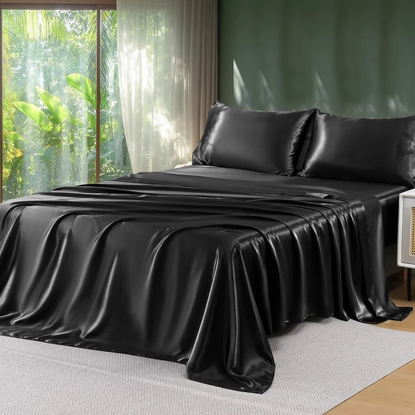 Sasttie Satin Sheets Queen Size - 4 Pieces Luxury Soft Dark Grey Silky Bed Sheets Set with Pillowcases - Smooth Silk-Like Satin Fabric, Reinforced 14 Inches Pocket, Oeko-Tex Certified - Walmart.com