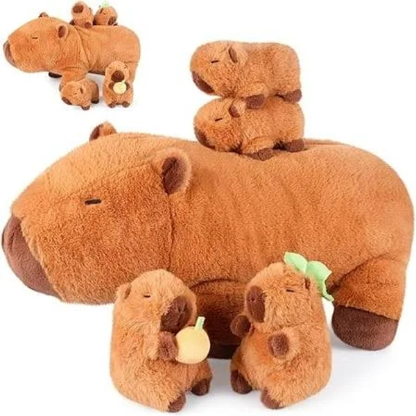 5-in-1 Capybara Stuffed Animals with Babies Inside, 5PC Set Plush with Mommy & 4 Babies, Cute 3 to 8 Year Old Girl Gifts, Imaginative Play Toys, Other