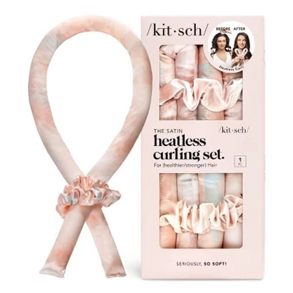 Kitsch Satin Heatless Curling Set Sunset Tie Dye Flexible Construction Hair Roller - 3pc