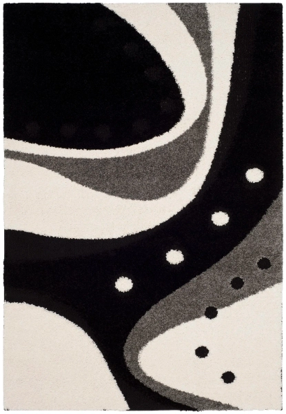 Ashal Abstract Black/Ivory Area Rug