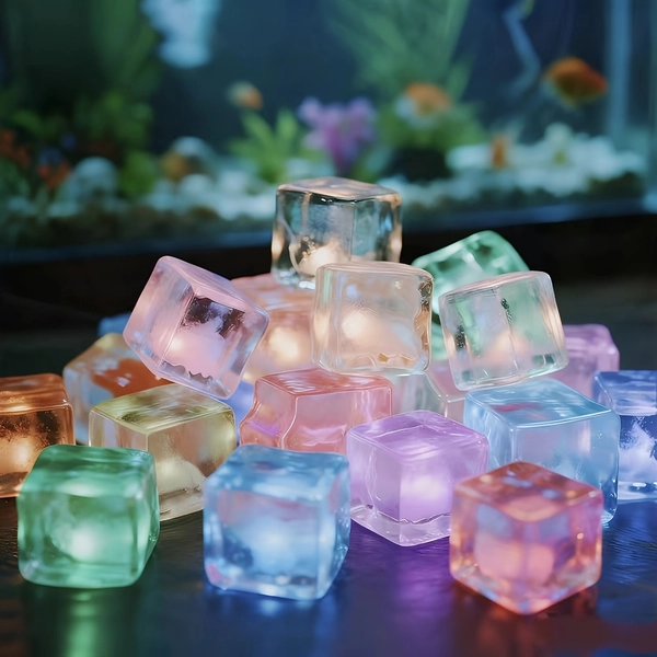 32 Glow-in-the-Dark Ice Cubes - Dreamy Decor for Aquariums, Wedding Venues, and Gardens | Creates a Starry Sky Ambiance, Romantic Night Light Stones for Indoor and Outdoor Use, Suitable for All 4 Seasons