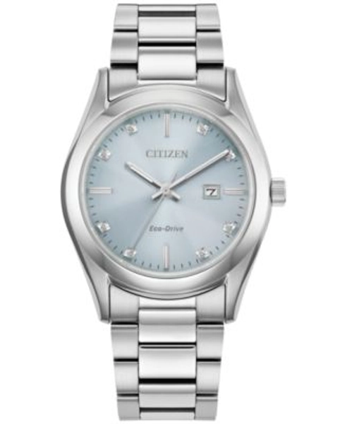 Eco-Drive Women's Sport Luxury Diamond Accent Stainless Steel Bracelet Watch 33mm