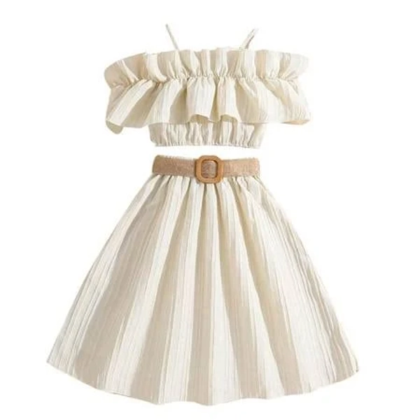 Woyy Big Girls Ruffle Camisole Belted Skirt Outfit
