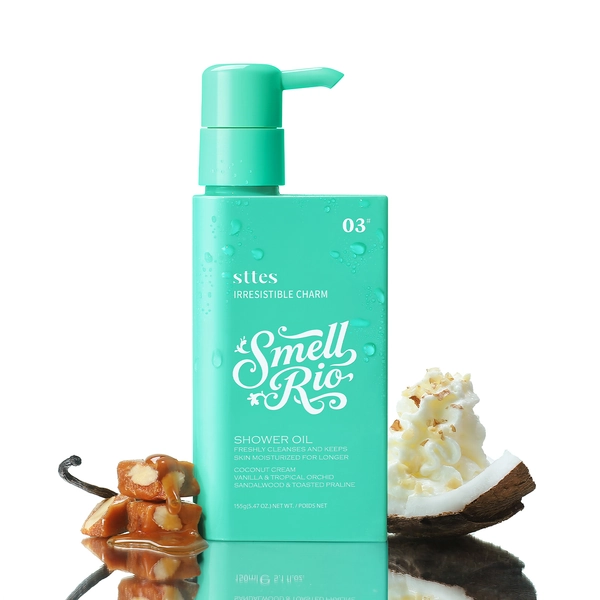 Sttes Smell Rio Shower Oil - 03# Irresistible Charm: Luxurious Hydrating Shower Oil with Coconut Cream, Vanilla Orchid & Sandalwood – Gentle Daily Skincare 155g