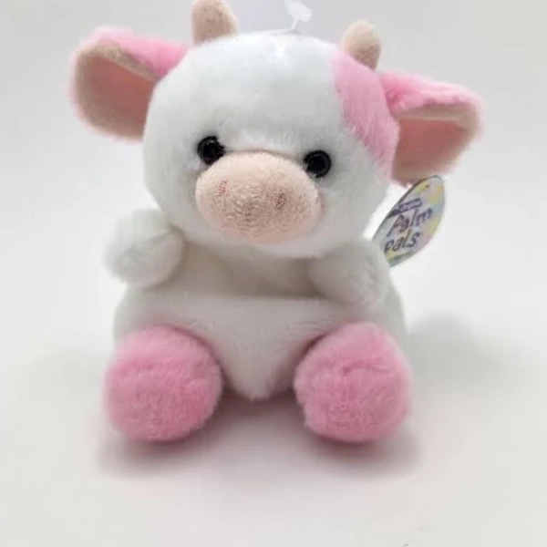Aurora Palm Pals Pink and White Cow Plush New with Tags (4 inch)