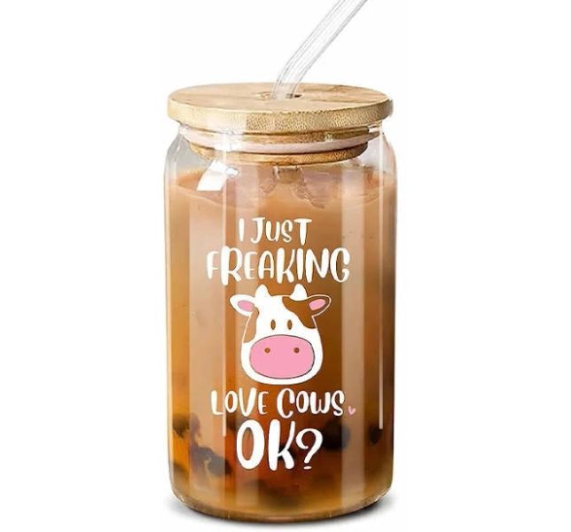 I Just Freaking Love Cows Coffee Glass