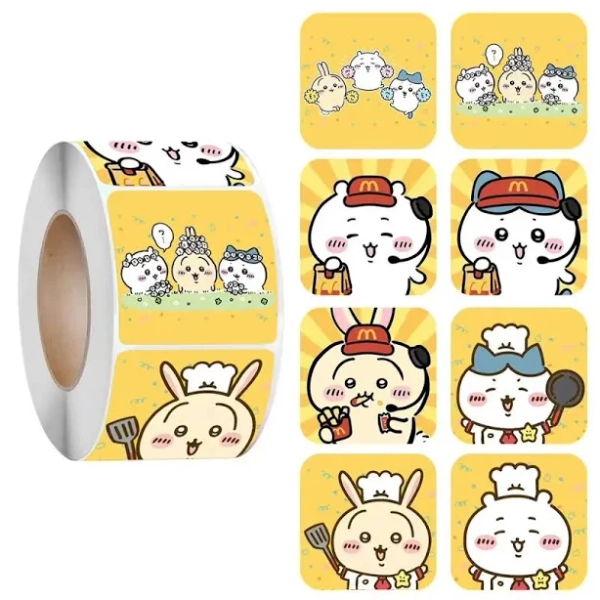 500Pcs /Roll Kawaii Chiikawa Usagi Stickers Cute Cartoon Reward Student Handbooks Gifts Laptop