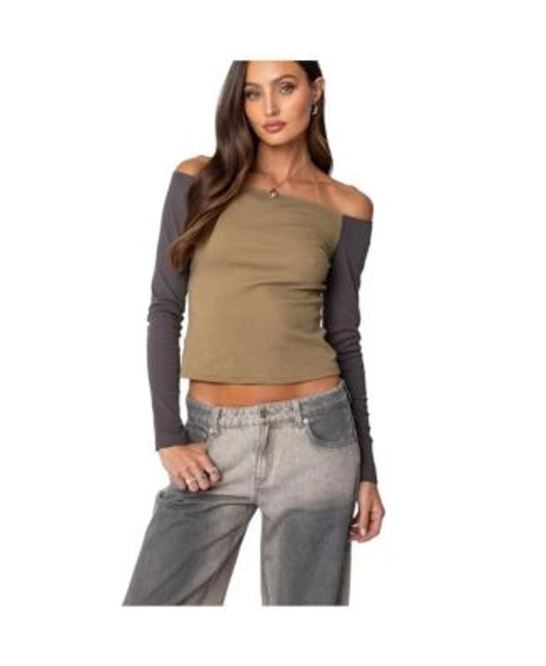 Womens Contrast Off Shoulder Top