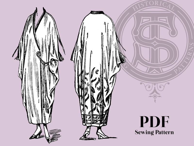 Althea - 1910s 1920s Draped Tea Gown 40" Bust PDF Reproduction Sewing Pattern