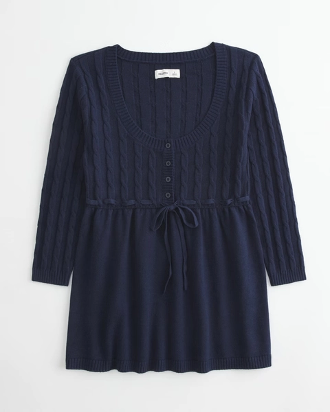 Cable-Knit Babydoll Sweater