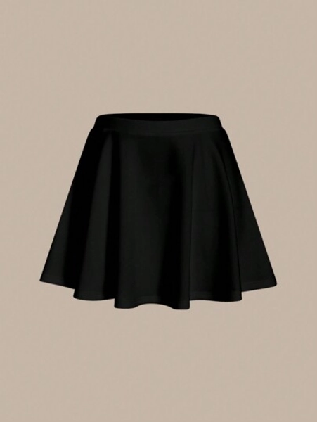 SHEIN BASICS Women Solid Color Flare Skirt