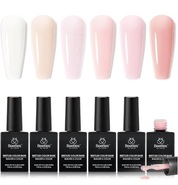 Beetles 6-color Nude Pink Rubber Base Gel Set – Long Lasting Nail