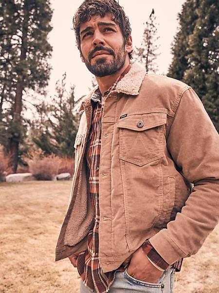 Men's Wrangler® Sherpa Lined Corduroy Trucker Jacket | Men's JACKETS & OUTERWEAR | Wrangler®