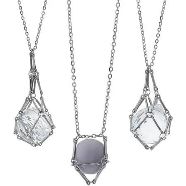 Stainless Steel Adjustable Crystal Stone Holder Necklace