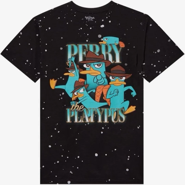 Disney Girls' Phineas and Ferb Perry Collage Splatter Dye T-Shirt