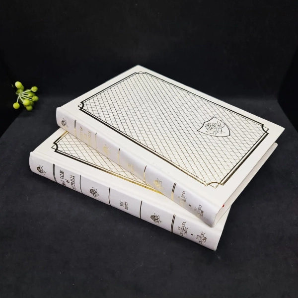 An Australiana Classic 1974 Books, Folks Tales of Australia & Tales of Old Australia by Beatty, White Gold Hardcover Styling Home Decor