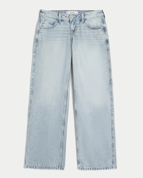 Ultra Low-Rise Light Wash Baggy Jeans