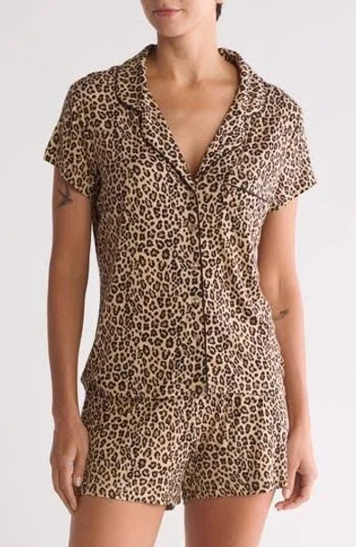 NORDSTROM RACK Tranquility Shortie Pajamas in Beige Sand Animal Multi at Nordstrom Rack, Size Small