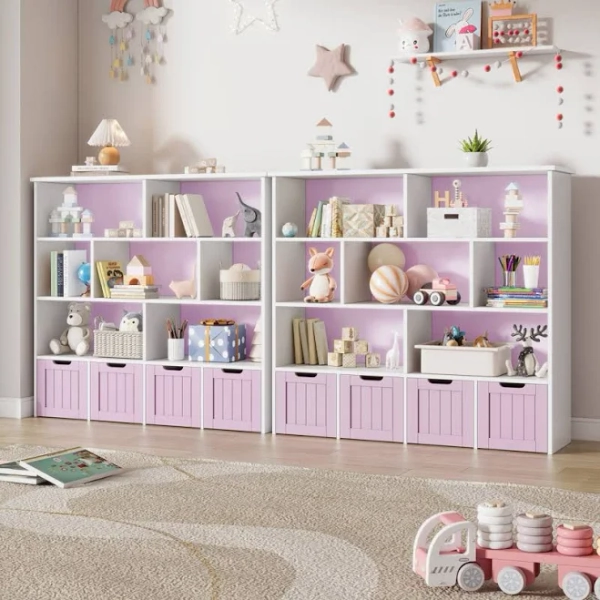 49.4"W 7-Cube Bookcase with 4 Drawers Harriet Bee
