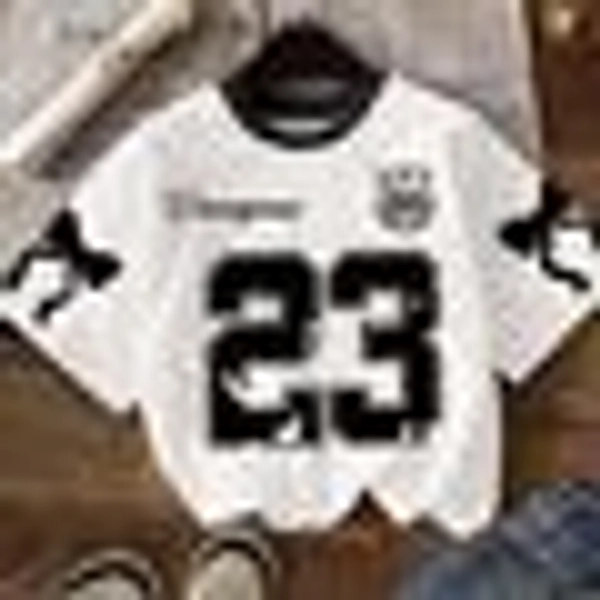 Teen Girls Casual Minimalist Oversized Knit T-Shirt, Suitable For Summer