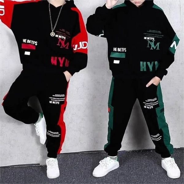 2 Pieces Kids Boys Hoodie & Pants Outfit Graphic Letter Long Sleeve Pocket Set Outdoor Fashion Cool Spring Fall 7-13 Years