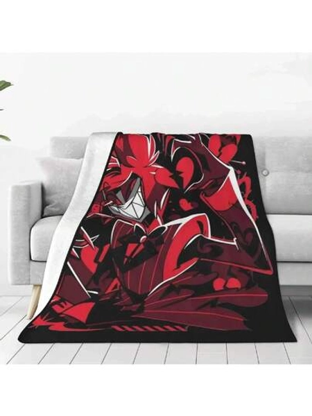 Hazbin Hotels Alastor Knitted Blanket Coral Fleece Plush Lightweight Throw Blanket For Bed Bedroom Quilt