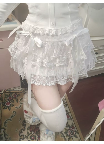 Y2k Lace Sweet Girl Korea Summer Skirts Women Clothes White MIni Skirt High waist Loose Grunge Kawaii Cute A-line Fluffy Skirt - AliExpress 200000345