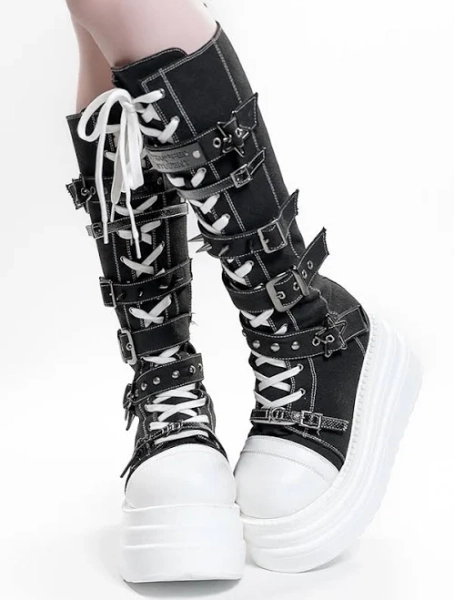 Punk Y2k Platform Canvas Knee-Highs